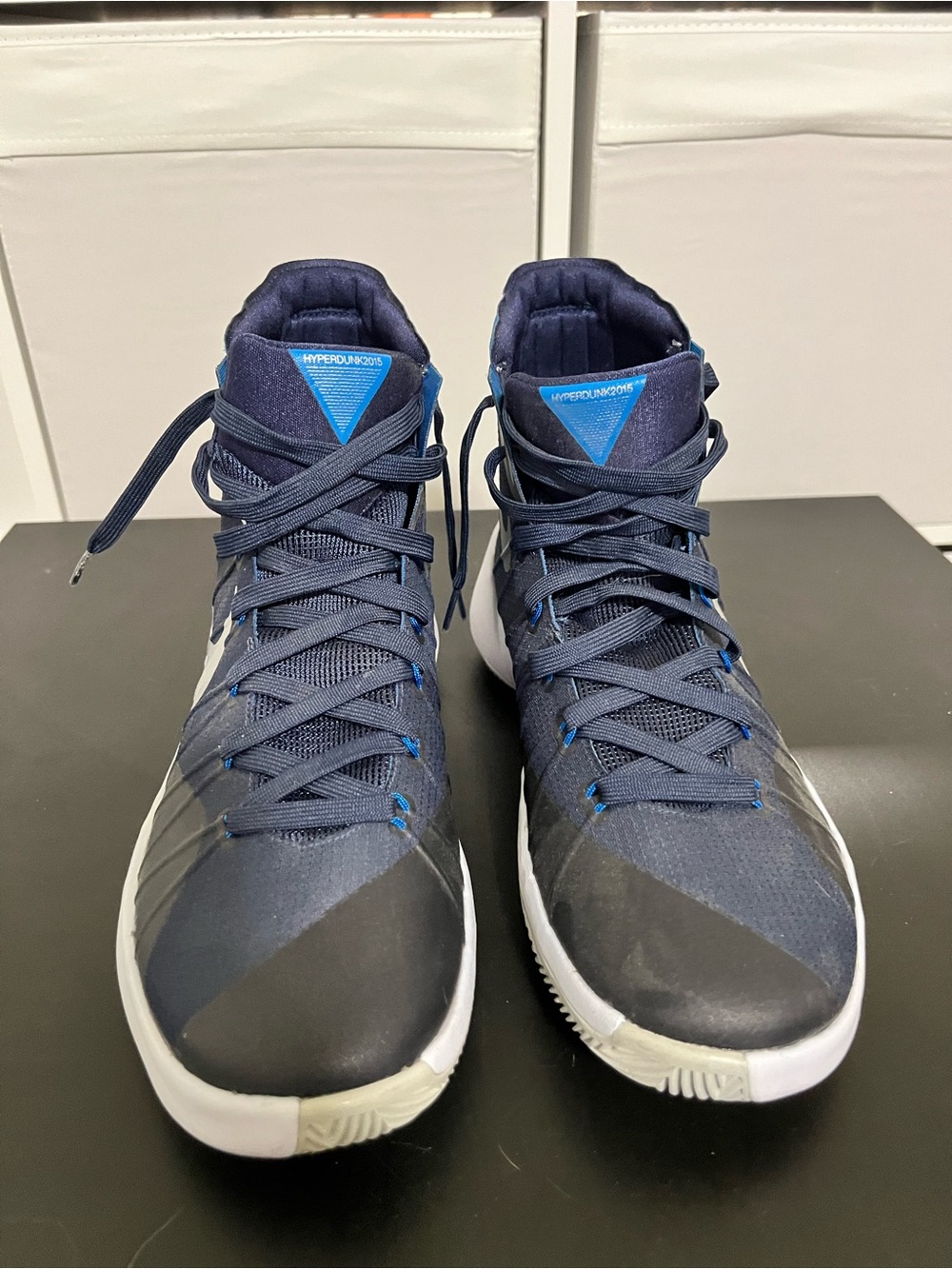 Nike Men's Dark Navy and White High-Top Basketball Shoes